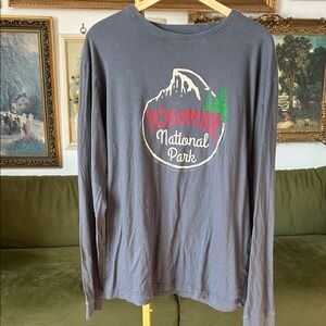 Vintage Red Jacket Gray Yosemite National Park Long Sleeve Shirt